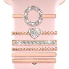 6 pezzi / set Smart Watch Universale Silicone Band Anello decorativo Accessori in metallo, Misura: O (oro rosa)