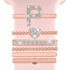 6 pezzi / set Smart Watch Universale Silicone Band Anello decorativo Accessori in metallo, Taglia: P (oro rosa)