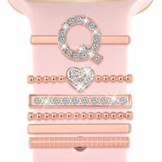 6 pezzi / set Smart Watch Universale Silicone Band Anello decorativo Accessori in metallo, Taglia: Q (oro rosa)