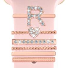 6 pezzi / set Smart Watch Universale Cinturino in silicone Anello decorativo Accessori in metallo, Misura: R (oro rosa)