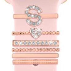6 pezzi / set Smart Watch Universale Silicone Band Anello decorativo Accessori in metallo, Taglia: S (oro rosa)