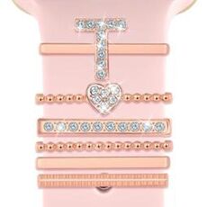 6 pezzi / set Smart Watch Universale Silicone Band Anello decorativo Accessori in metallo, Taglia: T (oro rosa)