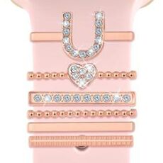 6 pezzi / set Smart Watch Universale Silicone Band Anello decorativo Accessori in metallo, Misura: U (oro rosa)