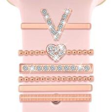 6 pezzi / set Smart Watch Universale Silicone Band Anello decorativo Accessori in metallo, Misura: V (oro rosa)