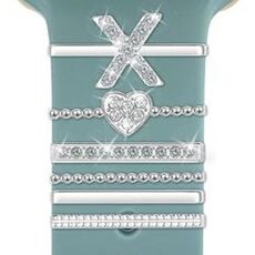 6 pezzi / set Smart Watch Universale Silicone Band Anello decorativo Accessori in metallo, Taglia: X (Argento)