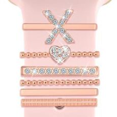 6 pezzi / set Smart Watch Universale Silicone Band Anello decorativo Accessori in metallo, Misura: X (oro rosa)
