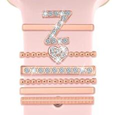 6 pezzi / set Smart Watch Universale Silicone Band Anello decorativo Accessori in metallo, Taglia: Z (oro rosa)