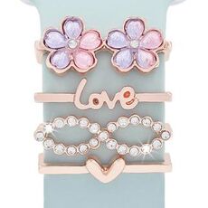 4 pezzi / set Smart Watch Universale Cinturino in silicone Anello decorativo Accessori in metallo (fiore oro rosa)