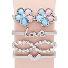 4 pezzi / set Smart Watch Universale Cinturino in silicone Anello decorativo Accessori in metallo (fiore argento)