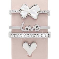 4 pezzi / set Smart Watch Universale Cinturino in silicone Anello decorativo Accessori in metallo (cuore d'amore argento)