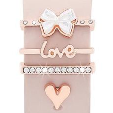 4 pezzi / set Smart Watch Universale Cinturino in silicone Anello decorativo Accessori in metallo (Love Heart Oro rosa)