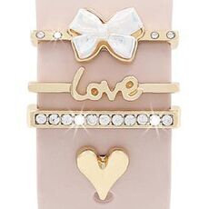 4 pezzi / set Smart Watch Universale Cinturino in silicone Anello decorativo Accessori in metallo (cuore d'oro)