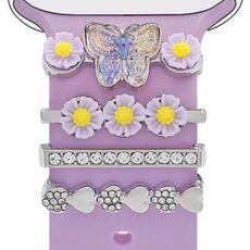4 pezzi / set Smart Watch universale farfalla fiore fascia anello decorativo accessori in metallo, stile: 2