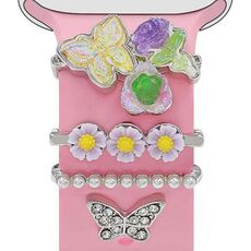 4 pezzi / set Smart Watch universale farfalla fiore fascia anello decorativo accessori in metallo, stile: 3