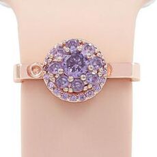 Cinturino universale girevole per smartwatch, anello decorativo, accessori in metallo, stile: anello con fiore viola