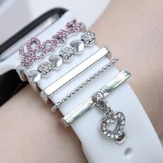 5 pezzi / set Smart Watch Universal Band LOVE Letter Anello decorativo Accessori in metallo (argento)