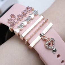 5 pezzi / set Smart Watch Universal Band LOVE Letter Anello decorativo Accessori in metallo (oro rosa)