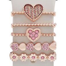 Smart Watch Universale Cinturino in Silicone Anello Decorativo Accessori in Metallo, Stile: Cuore d'Amore Oro Rosa