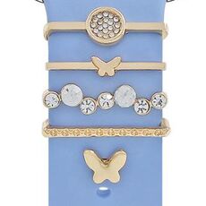 Smart Watch Universale Cinturino in Silicone Anello Decorativo Accessori in Metallo, Stile: Farfalla Oro
