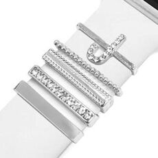 5 pezzi / set Smart Watch Universal Band Lettera Anello decorativo Accessori in metallo, stile: J (银色)
