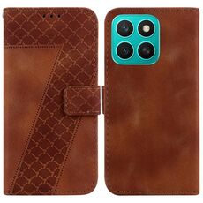 Per Honor X8c 4G Custodia per telefono in pelle goffrata a sette forme (marrone)