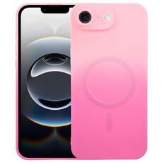 Per iPhone 16e Custodia per telefono MagSafe in silicone TPU liquido sfumato (rosa rosso)