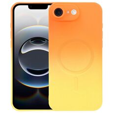 Per iPhone 16e Custodia per telefono MagSafe in silicone TPU liquido sfumato (arancione giallo)