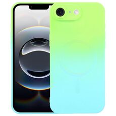 Per iPhone 16e Custodia per telefono MagSafe in silicone TPU liquido sfumato (blu ciano)
