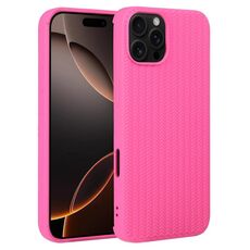 Per iPhone 16 Pro Max Custodia per telefono in silicone con trama intrecciata (rosso rosa)