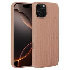Per iPhone 16 Pro Max Custodia per telefono in silicone con trama intrecciata (marrone)