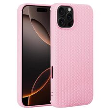 Per iPhone 16 Pro Max Custodia per telefono in silicone con trama intrecciata (rosa)