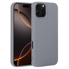 Per iPhone 16 Pro Max Custodia in silicone con trama intrecciata (grigio)