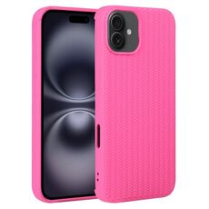 Per iPhone 16 Plus Custodia per telefono in silicone con trama intrecciata (rosso rosa)