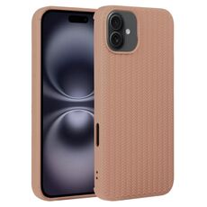 Per iPhone 16 Plus Custodia per telefono in silicone con trama intrecciata (marrone)