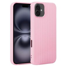 Per iPhone 16 Plus Custodia per telefono in silicone con trama intrecciata (rosa)