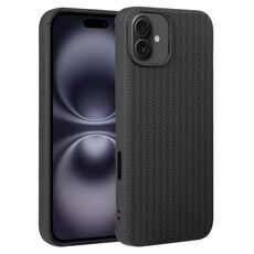 Per iPhone 16 Plus Custodia per telefono in silicone con trama intrecciata (nero)