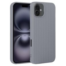 Per iPhone 16 Plus Custodia in silicone con trama intrecciata (grigio)