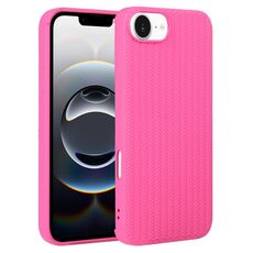 Per iPhone 16e Custodia in silicone con trama intrecciata (rosso rosa)