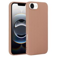 Per iPhone 16e Custodia per telefono in silicone con trama intrecciata (marrone)