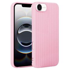 Per iPhone 16e Custodia per telefono in silicone con trama intrecciata (rosa)