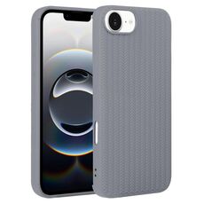 Per iPhone 16e Custodia in silicone con trama intrecciata (grigio)