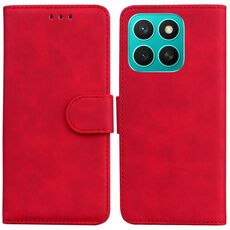 Custodia per telefono in pelle Flip Skin Feel Pure Color per Honor X8c 4G (rosso)