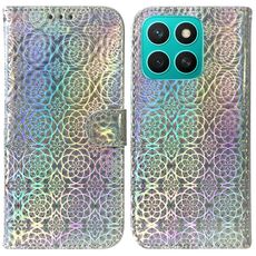 Per Honor X8c 4G Custodia per telefono in pelle con fibbia magnetica colorata (argento)