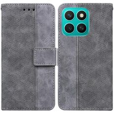 Per Honor X8c 4G Custodia per telefono in pelle con motivo geometrico in rilievo (grigio)