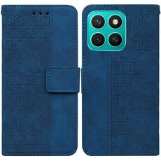 Per Honor X8c 4G Custodia per telefono in pelle con motivo geometrico in rilievo (blu)