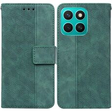 Per Honor X8c 4G Custodia per telefono in pelle con motivo geometrico in rilievo (verde)