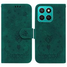 Per Honor X8c 4G Custodia per telefono in pelle goffrata con motivo a farfalla rosa (verde)