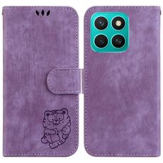 Per Honor X8c 4G Custodia per telefono in pelle goffrata Little Tiger (viola)
