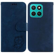 Per Honor X8c 4G Custodia per telefono in pelle goffrata Little Tiger (blu scuro)