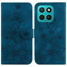 Custodia per telefono in pelle goffrata Lily per Honor X8c 4G (blu scuro)